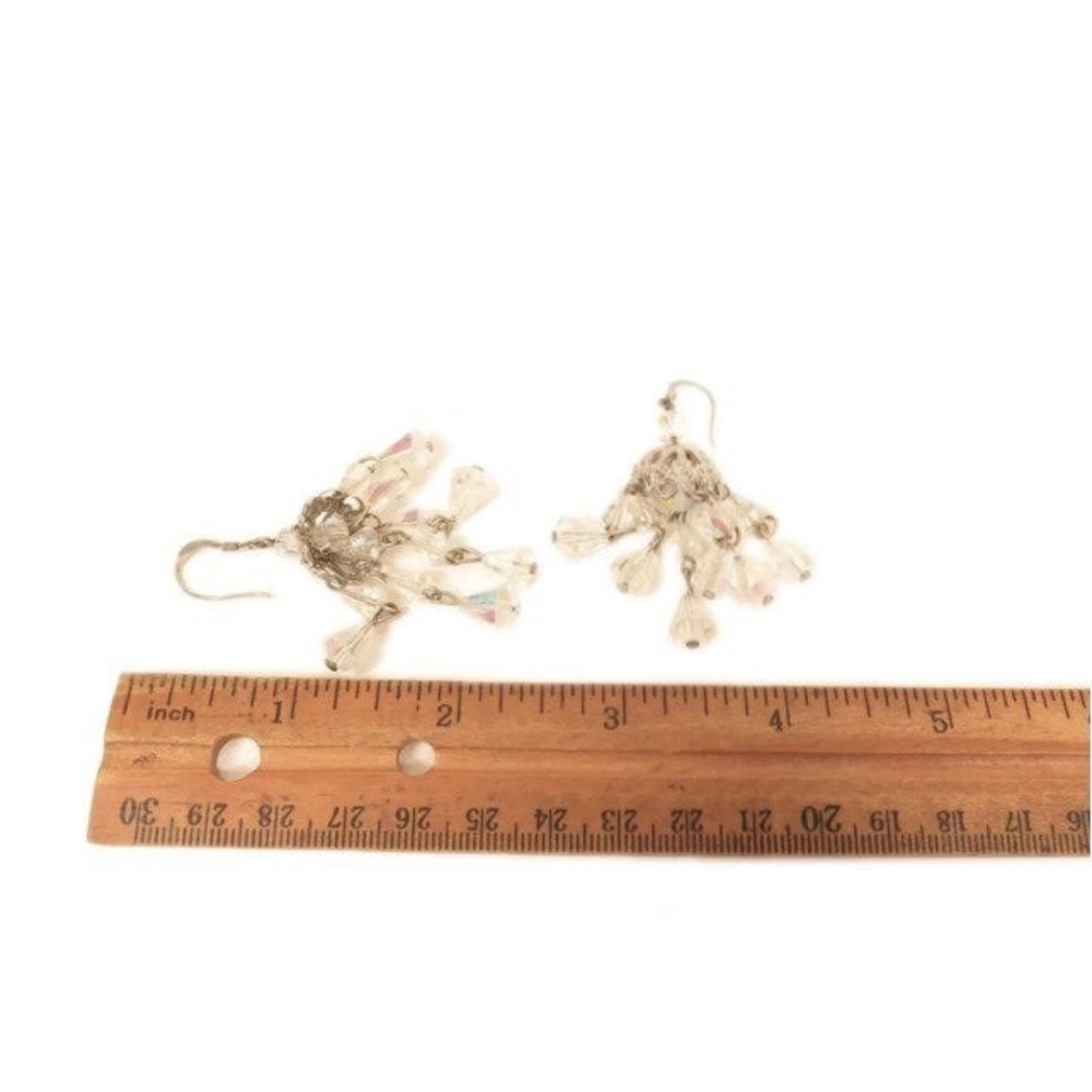 Vintage AB Crystal Chandelier Earrings Ear wires signed 925 Sterling Silver - Picture 2 of 2